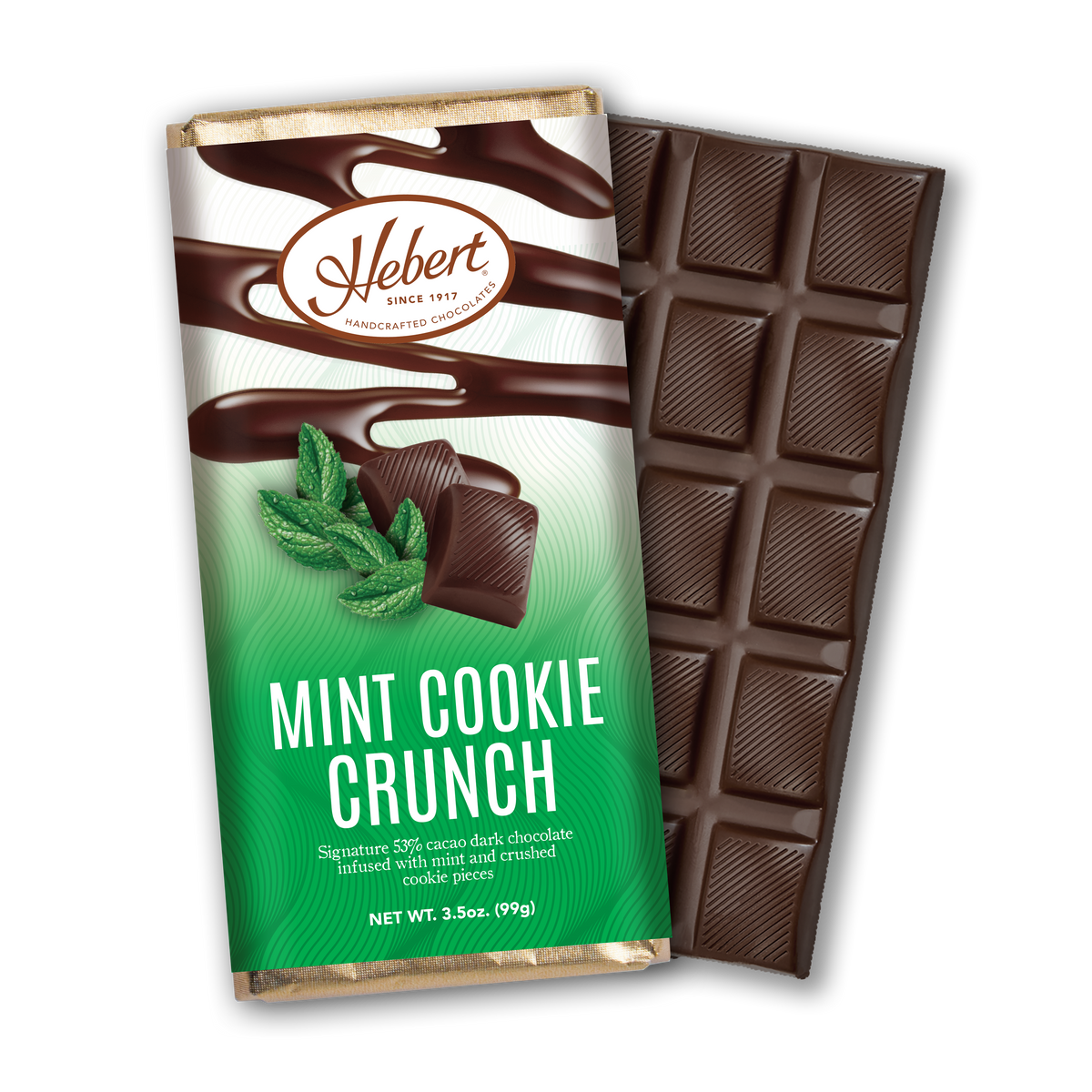 Mint Cookie Crunch Dark Chocolate Bar (2.15oz) — Hebert Candies